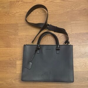 Article Goods Accordion Briefcase w/ Wide Strap – N.139 – Black Smooth Nappa Lea